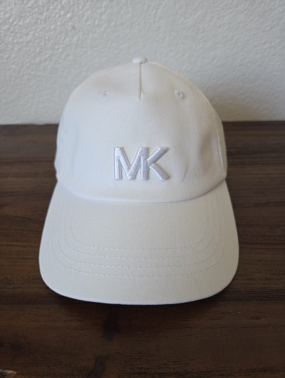 Michael Kors White MK Embroidered Baseball Cap Unisex